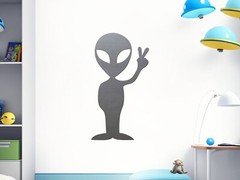 ALIEN PEACE — Metal Cut Out Stencil Wall Art Sign UFO Sci-Fi Area 51 Roswell