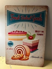 retro metal sign FRESH BAKED GOODS 8×12; bar/kitchen/parties; indoor/outdoor