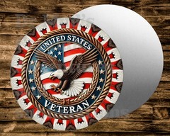 Metal Round Sign UNITED STATES VETERAN Wreath Crafts & miniatures