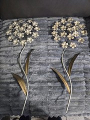 Hobby Lobby Gold and Cream Floral Metal Wall Art Pair