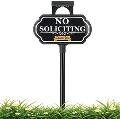 Solar LED No Soliciting Sign for House Adjustable Height Stake Set Up To 39”