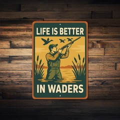 Life Is Better In Waders Hunting Sign