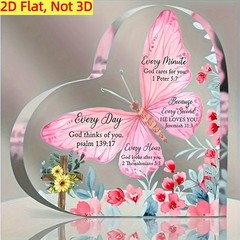 Heart-Shaped Butterfly Decor Bible Verse Inspirational Sign Christian Home Gift