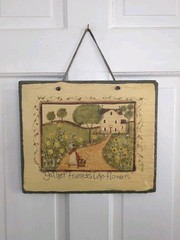 “Gather Friends Like Flowers” Hand Painted Slate Hanging Sign 10″ x 12″