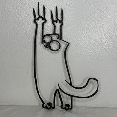 Funny Hanging Cat Wall Art Black Outline Modern Minimalist Decor