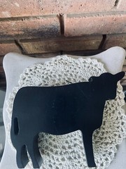 Faith Distressed Black Cow Farmhouse Shelf Sitter NEW