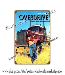 1970s Overdriver trucker trucking date master calendar girl metal tin sign