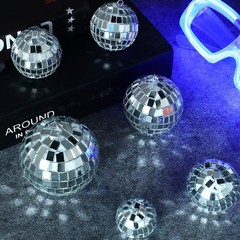 20pcs Mirror Disco Balls for New Year Party Decor – Assorted Sizes with Rope