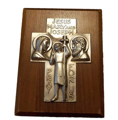 VTG 4X3″ Wooden Plaque Jesus Mary and Joseph pray for us