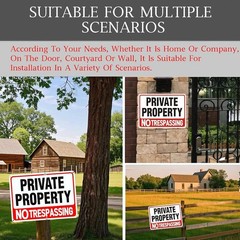 4 Pack Large No Trespassing Signs Private Property, 8X12 Inch Rust Free Aluminum