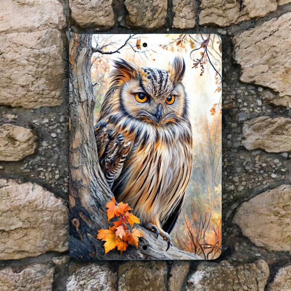 Owl Metal Sign 8×12 Wildlife Nature Wall Decor Indoor or Outdoor