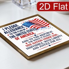 USA Patriotic Wooden Sign Pledge Republic Indivisible Liberty Home Art for home