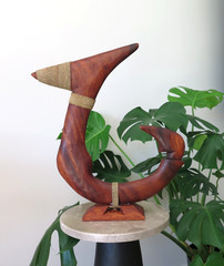 Hawaiian Hand Made Solid Wood Polynesian 18″ Fish Hook Plaque Tribal Home Decor