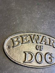 Cast Iron Beware Of The Dog Sign Plaque Rustic Wall Mounted Fence Farmhouse #M18