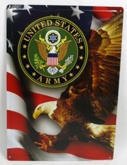 United States Army Metal Novelty Sign American Bald Eagle USA Flag Military