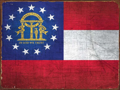 Georgia State Flag Metal Sign, Peach State, Americana, Rustic Décor