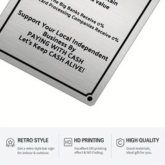 Cash Is King Metal Sign Business Shop Payment Notice Brushed Steel Style Decor