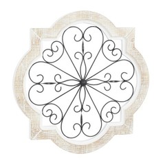 Wooden Scroll Home Wall Decor Wall Sculpture with Metal Scroll Work, Wall Art 22