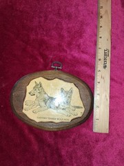 1970s Wolf Rescue Plaque – Handmade Decoupage Timber Wolf Pups
