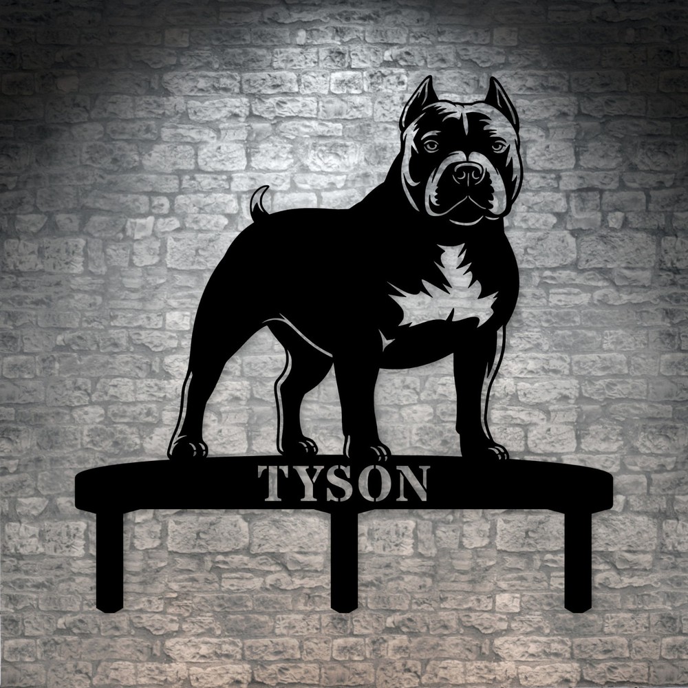 Personalized American Bully Garden Metal Sign With Stakes. Custom Dog Name Gift
