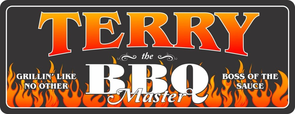 Personalized BBQ Master Outdoor Sign Backyard Decor Man Humor Custom Grill Sign