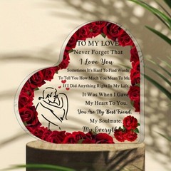 1 PC Valentine’s Day Heart Acrylic Keepsake Decoration Romantic Gift