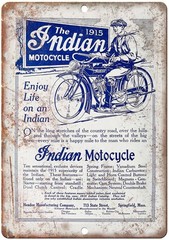 Indian Motorcycle Sign Vintage 1915 Dual Clutch Aluminum Metal 8×12