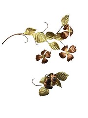 Vtg Home Interior MCM Copper & Gold Tone Metal Dogwood Wall Art Flower Stems – 2