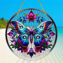 1 PC Translucent Butterfly Flower Acrylic Hanging Garden Round Decoration