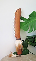 Hawaiian Hand Made Wall Decor Wood Carved Resin Shark Teeth Lei O Mano Tribal