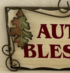 GiftCraft Autumn Blessings Fall Leaves Wall Decor Wood & Metal Sign 13” X 6.5”