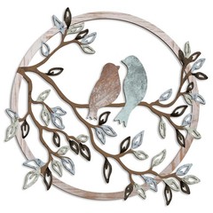 Metal Wall Art Bird on Tree Branch Silhouette Bird Hanging Ornament Porch Wal…