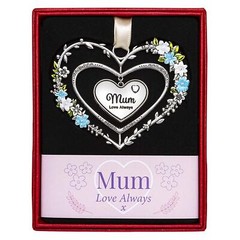 Hanging Gemstone Ornament Heart Sentimental Decorative Gift Mum Boxed Milford
