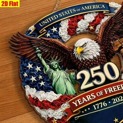 Patriotic USA Wreath 250 Years Liberty Bell Front Wooden Door Wall Hanging Decor