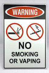 WARNING NO SMOKING OR VAPING / Informative Sign /Aluminum Sign 8″ x 12″