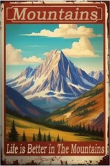 Hiking Metal Sign, Camping Wall Art, Forest Décor Poster，Adventure Awaits，for Ca
