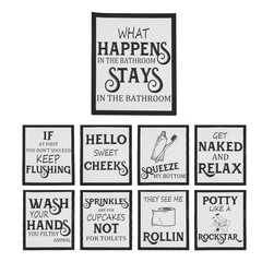 9 Pieces Bathroom Wall Art Wall Decor, Funny Vintage Bathroom Sign Bathroom2960