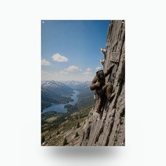 Rock Climber Bigfoot Metal Wall Art, Sasquatch Aluminum Sign