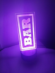 Edge Lit Tabletop Sign, Multi-Colored LED, Laser Etched, Bar, Art, Night Light