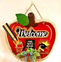 Decorated Apple Welcome Sign with restroom and office pass – teacher inspired