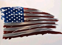 American Flag Patriotic Laser Cut Metal Sign Large 8″ X 16″
