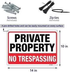 Durable 10×14 Inch No Trespassing Signs – 4-Pack for Private Property Security