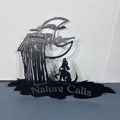 OUTHOUSE Nature Calls Dog Bathroom Wall Art Country Metal