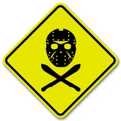Jason Voorhees Friday the 13th Yellow Aluminum Sign (Halloween, Horror)