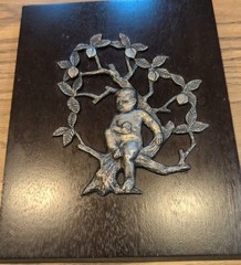 Iron & Wood Wall Art- Romantic Decor- Cherub & Tree Design for Home Decor