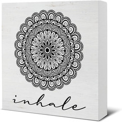 Zen Decor, Spiritual Decor, Inhale Mandala Wood Sign Home Office Meditation Room
