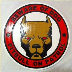 2 Beware of Dog Pitbull Pit Bull 3D routed wood custom pet sign