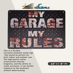 Man Cave Sign My Garage My Rules Metal Wall Art for Garage, Shop or Room Decor