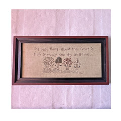 Framed Embroidered Rustic Nature Quote Wood Picture Vertical Rectangular Decor
