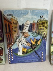 VTG Joanna Whimsical Chef 3D Effect Painted Resin Wall Plaques Set of 5.